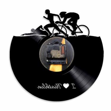 Imagem de Relógio de parede Retro Vinyl Record Ironman Triathlon 30x30cm