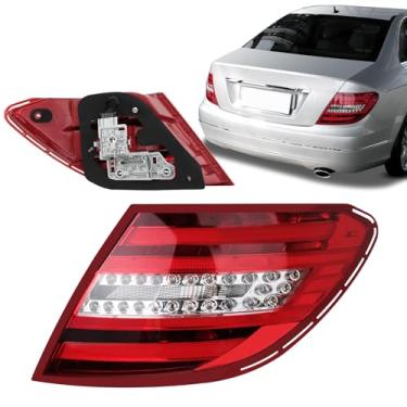 Imagem de Pinkomoto Luzes traseiras de LED esquerda W204 compatíveis com Mercedes Benz C250 C300 C350 C63 AMG 2011 2012 2013 2014, lanterna traseira de seta de freio direito, substituição da lanterna traseira