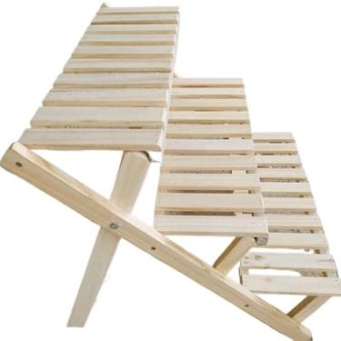 Imagem de Floreira para vasos de Flores Decorativa Jardim Vertical estante Multiuso em Madeira Pinus Natural(CRUA)