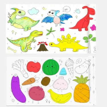 Imagem de RGHSZ Rolo de desenho de papel infantil, rolos de pintura adesiva, rolos de papel de colorir para crianças, rolo de desenho DIY pegajoso para crianças, adesivos de papel de desenho de parede, pôster