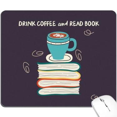 Imagem de BOONEST Tapete de rato para livro café fofo Bookish mousepad cinza escuro preto divertido estético pequeno tapete de mesa tapete de mesa escritório portátil feminino acessórios computador laptop sem