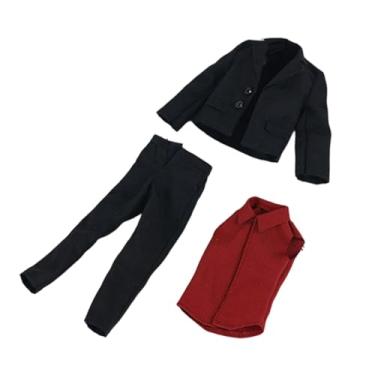 Imagem de MotiveTech Roupa para Boneco de ação em Escala 1/12, Conjunto para Vestir, Fantasia Moderna para Mini Boneca, Roupas em Miniatura para Corpos de Bonecos Masculin, Vermelho