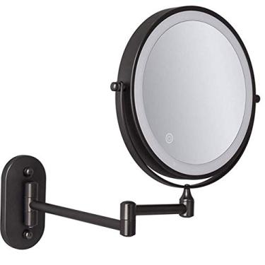 Imagem de Espelho de maquiagem montado na parede LED Touch Sn ajustável com 3 luzes coloridas dupla face espelho de ampliação 1X/5X