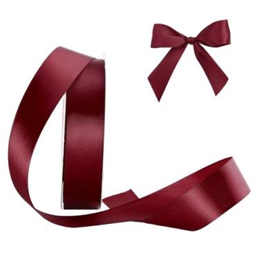 Imagem de HYSSINOWRAP Fita de cetim decorativa para embrulho de presente, 2,5 cm de largura, várias cores disponíveis (010-vinho tinto, 2,5 cm)