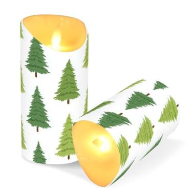 Imagem de ATTX Pacote com 2 velas de árvore de Natal sem chamas – 7,6 cm x 9,9 cm de LED com controle remoto e temporizador para casa, casamento, decoração de acampamento #116