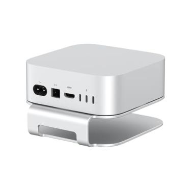 Imagem de Qwiizlab Suporte de alumínio para Mac mini M4/M4 Pro 2024, botão de acesso conveniente para ligar, antiarranhões, antiderrapante, evita superaquecimento, design durável e resistente (prata)