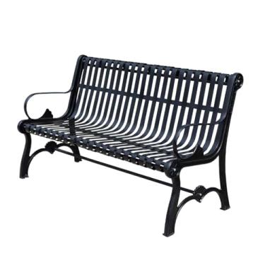 Imagem de NRNQMTFZ Estrutura de aço de ferro fundido, banco de jardim, cadeira para móveis de pátio, banco ao ar livre, assento de ripas, resistência ao clima, para parque, quintal, pátio, deck e gramado