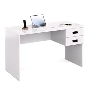 Imagem de Escrivaninha Home Office Londres com 2 Gavetas Mesa de Computador para Estudo e Trabalho Moderna(Branco)
