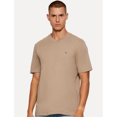 Imagem de Camiseta Tommy Hilfiger Masculina Essential V-Neck Marrom Claro-Masculino