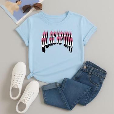 Imagem de Camiseta Estampada 100% Algodão Blackpink Letreiro 614 Manga Curta Lin