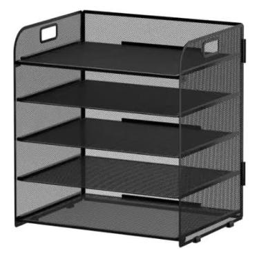 Imagem de Organizador de Mesa Aramado com Gaveta Porta Papéis para Escritório e Home Office,Ideal para Profissionais e Estudantes(5 Camadas S/Gaveta)