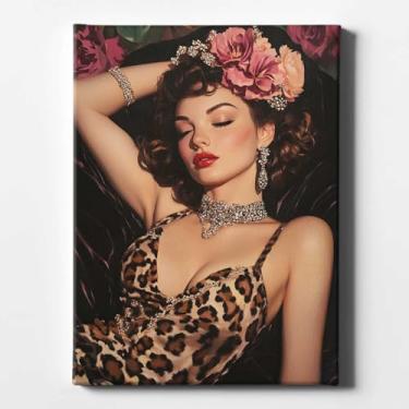 Imagem de Pôsteres modernos para quarto de menina pintura vintage moda feminina imagens impressas sofá arte estética sala pôster sofá sexy linda tela arte de parede pintura para quarto de menina 40,6 x 50,8 cm