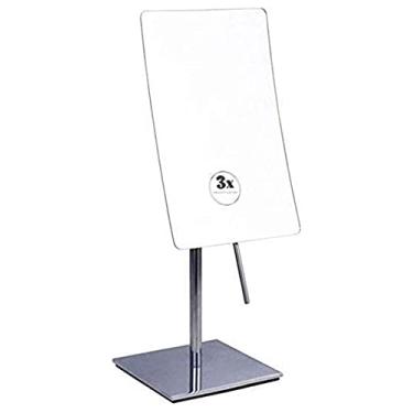 Imagem de CZCZC Espelho cosmético espelho de maquiagem, espelho de beleza de um lado com ampliação de 3x, espelho de cosméticos portátil, cromado, espelho pequeno de banheiro