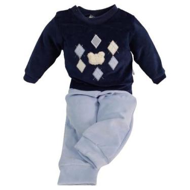 Imagem de Conjunto Longo Plush Luxo Blusa Calça Bebê Menino Ref 7294 - CHUQUINHA