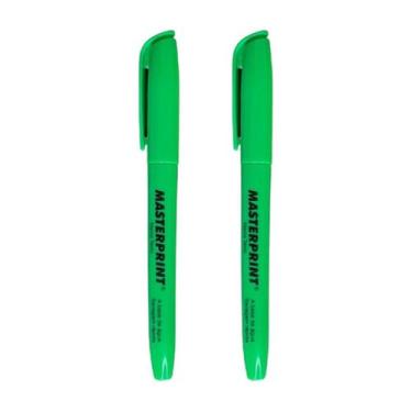 Imagem de Kit 2 Marca Texto Verde Neon Masterprint Secagem Rápida Ponta Chanfrad
