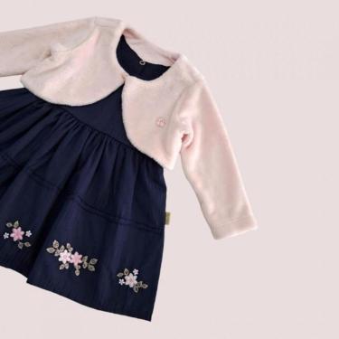 Imagem de Vestido Bebê Menina Tricoline Bordado + Bolero Paraiso 14683-Feminino