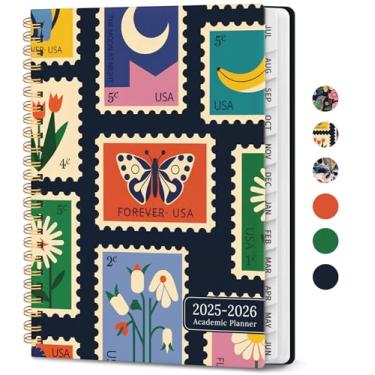 Imagem de Agenda acadêmica 2025-2026, agenda semanal e mensal, janeiro de 2025 a dezembro de 2025, livro de calendário de capa dura 2025-2026 com abas mensais, bolso interno, perfeito para escritório, casa