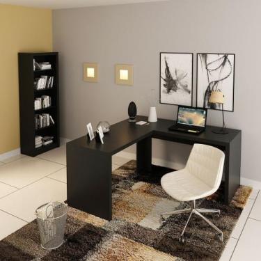 Imagem de Conjunto de Escritório com Esttante 5 Prateleiras e Mesa Angular em L 