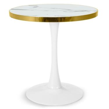 Imagem de Mesa de Jantar Redonda Majestic 70cm Mármore Sintético Base Tulipa - Branco