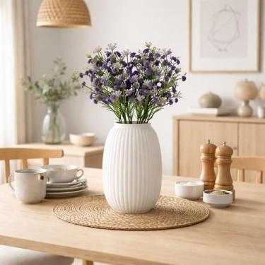 Imagem de Arranjo de Flor Mosquitinho Decorativa Artificial, lilas, Plástico, 34cm de Comprimento, Kit com 4 Unidades