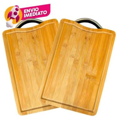 Imagem de Kit Tábua Corte Carne Madeira Retangular Servir Churrasco Frios 33cm C