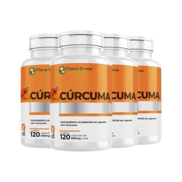 Imagem de Kit 4 Cúrcuma 500 mg 4x120 cápsulas Floral Ervas do Brasil-Unissex