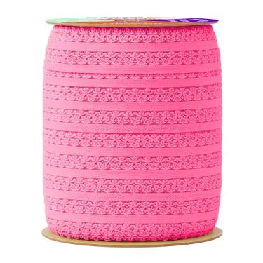 Imagem de Mandala Crafts Rolo de acabamento elástico macio de renda rosa choque – fita de picot elástica com babados de 1 polegada de largura para costura de lingerie, tiaras, roupas íntimas e artesanato