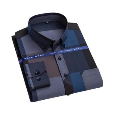 Imagem de Camisas Sociais Masculinas Slim Fit Estampadas Anti-Rugas Sem Necessid