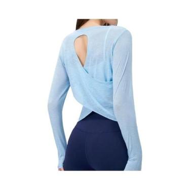 Imagem de Camiseta De Yoga Feminina Sem Costas De Manga Longa, Respirável, Com G