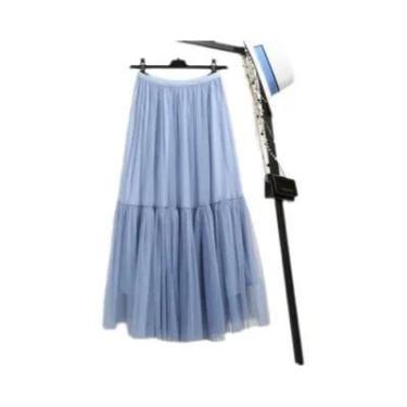 Imagem de Saia Midi De Tule Transparente Em Camadas Para Mulheres, Elegante Para