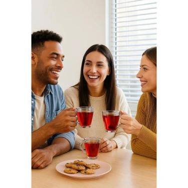 Imagem de Conjunto 3 Canecas Vidro Murlin 265ml Transparente Café Chá Cozinha Re