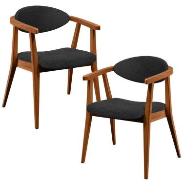 Imagem de Kit 02 Poltronas Decorativa Para Sala De Estar E Recepção Cecília L02 Bouclê Preto