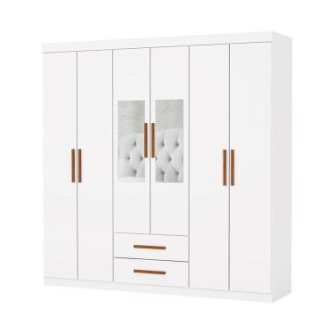 Imagem de Guarda Roupa Aries 6 Portas Com Espelho E Sem Pe Carioca Moveis Branco