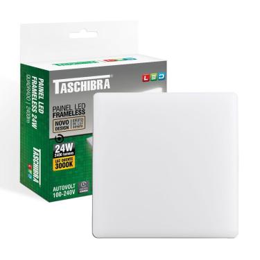 Imagem de Painel De Led Frameless Quadrado Embutir/sobrepor 24w Bivolt Taschibra 3000k Luz Quente