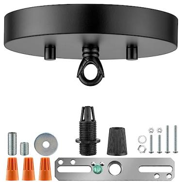 Imagem de Qc Placa de cobertura de luz de teto, kit de dossel de 15 cm para lustre e luz pendente, placa de cobertura de luminária com ferragens, peças de montagem de luz de teto (preto)