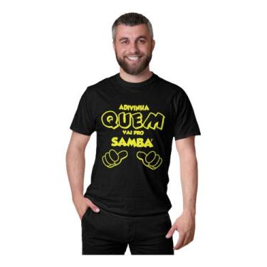 Imagem de Camiseta Masculina Estampa Quem Vai Pro Samba Pagode Algodão Manga Cur