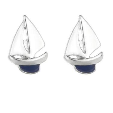 Imagem de Veleiro Cuff Links banhado a prata com esmalte azul para homens - yiwe