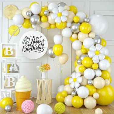 Imagem de Kit de guirlanda de balões Yellow Daisy 115 unidades em estilo macaron