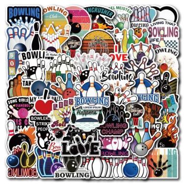 Imagem de Conjunto de adesivos Bowling, 50 peças de vinil impermeável para lapto