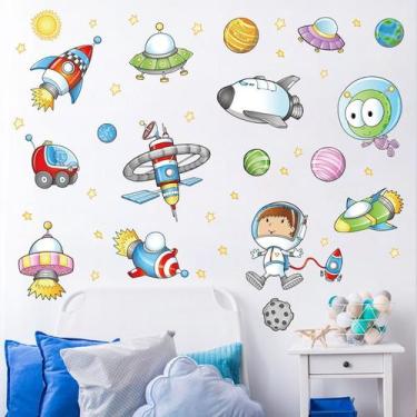 Imagem de Adesivos de parede Cartoon Astronaut Space Theme 50x70cm PVC - yiweisa