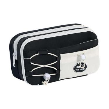 Imagem de Estojo de lápis de grande capacidade com design de cordão preto - Yiwe
