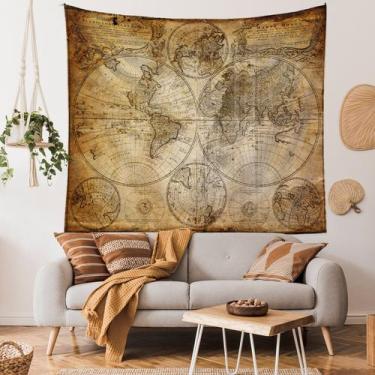 Imagem de Tapeçaria para pendurar na parede Vintage World Map 130 cm x 150 cm - 
