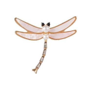 Imagem de Broche, elegante libélula com detalhes em pérolas, blusa moderna - Yiw
