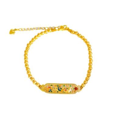 Imagem de Pulseira Phoenix banhada a ouro para mulheres, esmalte azul queimado -