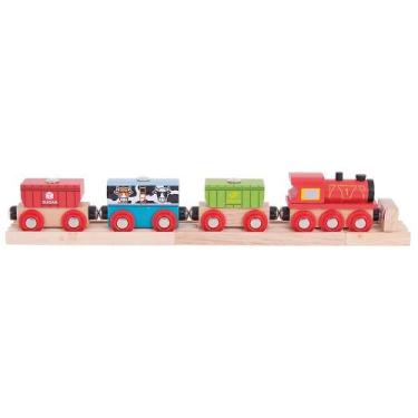 Imagem de Carruagens de trem Bigjigs Rail Cereal com guindaste magnético 3 anos 