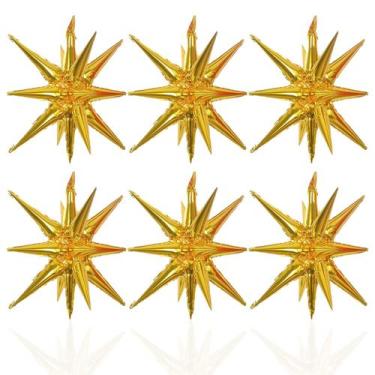 Imagem de Balões metalizados LAIAMER de 14 pontas Star 4D Starburst Cone x6 Gold