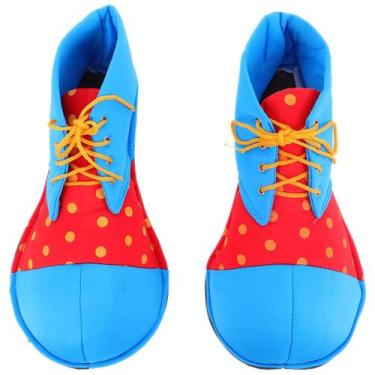 Imagem de Sapatos de palhaço LOGOFUN Traje de Halloween em tecido arco-íris