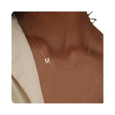 Imagem de Colar Feminino Minimalista Com Pingente De Letra Inicial Em Aço Inoxid