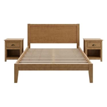 Imagem de Cama Queen 2 Mesas de Cabeceira 1 Gaveta Madeira Macica Taeda Festra