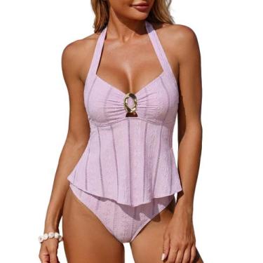 Imagem de Maiô ZAFUL Tankini Frente Única com Renda e Argola em O, Duas Peças